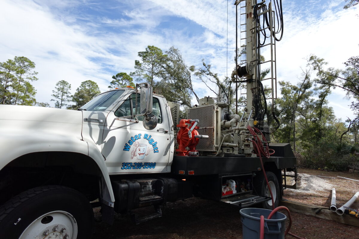 Water Right well drilling job site in North Florida
