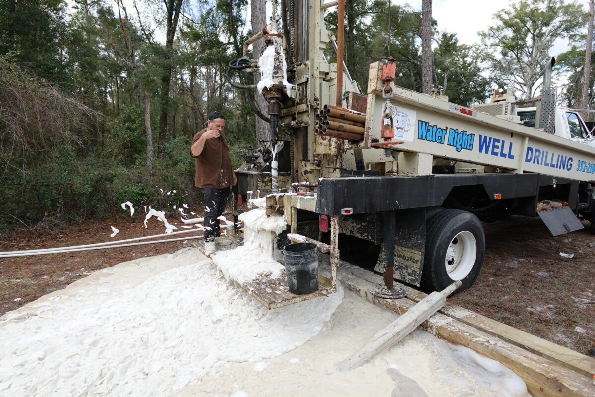 Jeff on a Water Right well drilling rig in North Florida